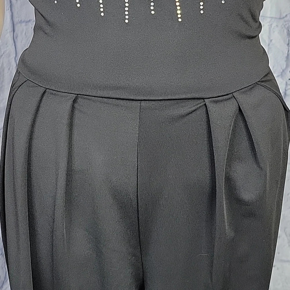 Black SEQUINED CUT OUT Wide Leg Jumpsuit - Picture 4 of 10